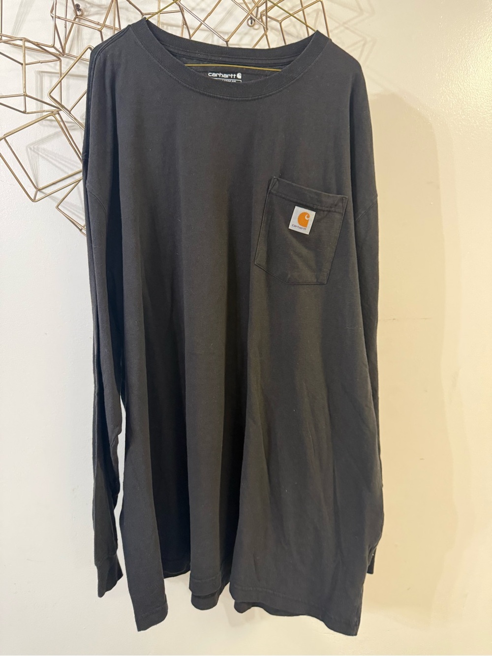 Carhartt Long-Sleeve Pocket Tee in Black with Logo Patch